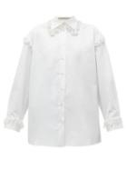 Matchesfashion.com Christopher Kane - Faux Pearl Embellished Oversized Cotton Shirt - Womens - White