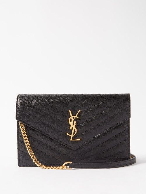 Saint Laurent - Envelope Chevron-leather Wallet - Womens - Black