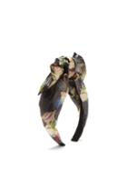 Matchesfashion.com Benot Missolin - Luce Floral Print Bow Headband - Womens - Black