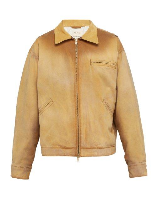 Matchesfashion.com Fear Of God - Contrast Collar Distressed Cotton Jacket - Mens - Beige