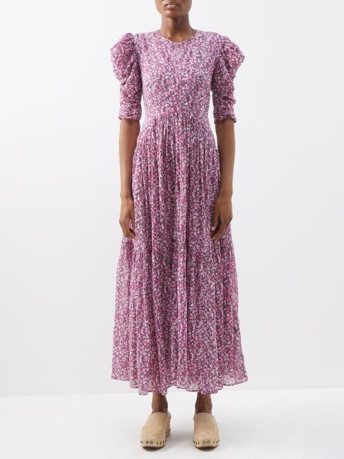 Isabel Marant Toile - Sichelle Floral-print Cotton-voile Dress - Womens - Pink Multi