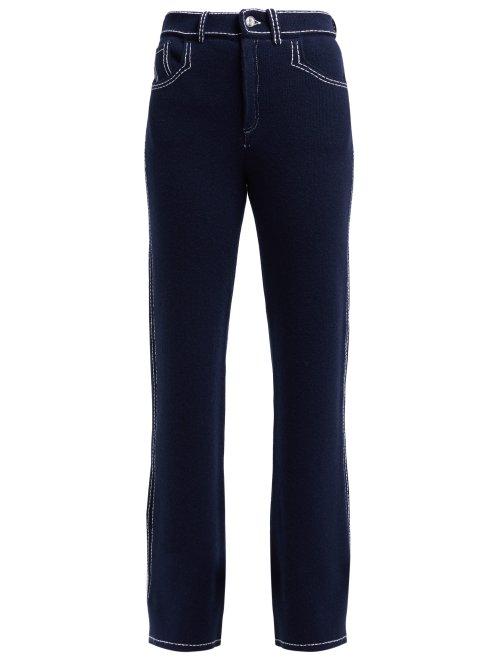 Matchesfashion.com Barrie - Denim Suit Straight Leg Cashmere Trousers - Womens - Navy White