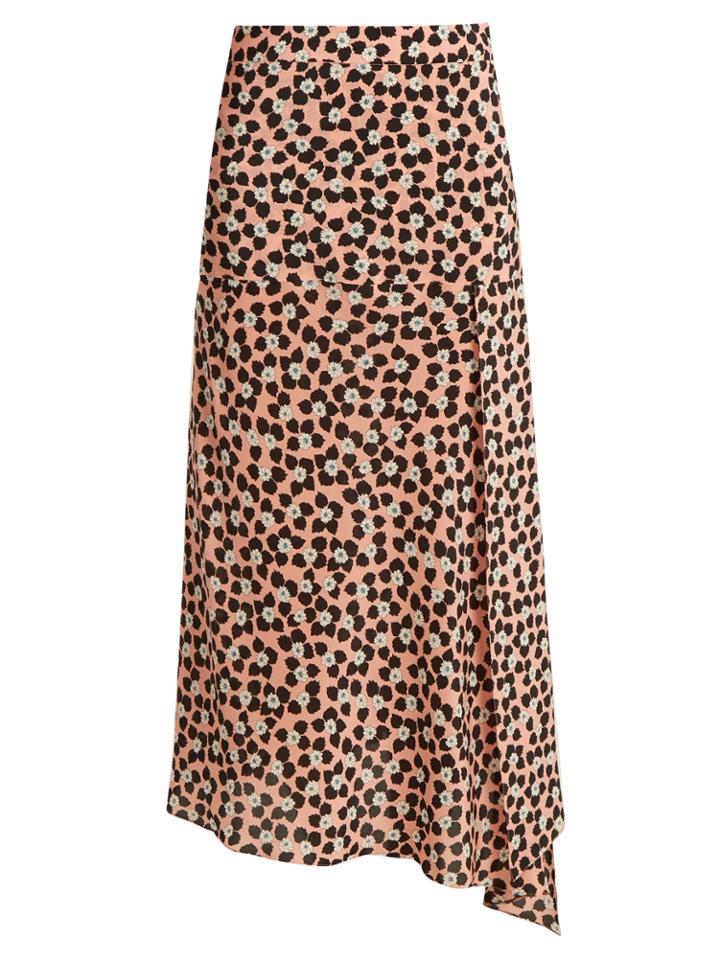 Raey Slit-front Ditsy-print Silk Wrap Skirt