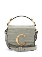 Matchesfashion.com Chlo - Mini C Crocodile-debossed Leather Crossbody Bag - Womens - Grey