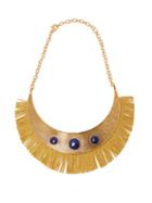 Matchesfashion.com Aurlie Bidermann - Azzura Lapis Stone Fringe Necklace - Womens - Gold
