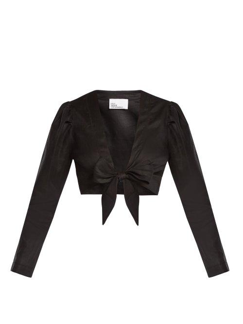 Matchesfashion.com Lisa Marie Fernandez - Puff Sleeve Linen Blouse - Womens - Black