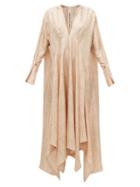 Matchesfashion.com Petar Petrov - Alex Tie-neck Polka-dot Silk Dress - Womens - Light Pink