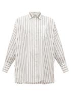 Matchesfashion.com Brunello Cucinelli - Monili-chain Striped Cotton Poplin Shirt - Womens - White Multi