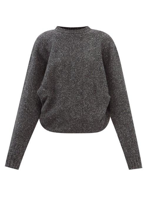 Raey - Batwing-sleeve Organic-cotton Blend Draped Sweater - Womens - Charcoal