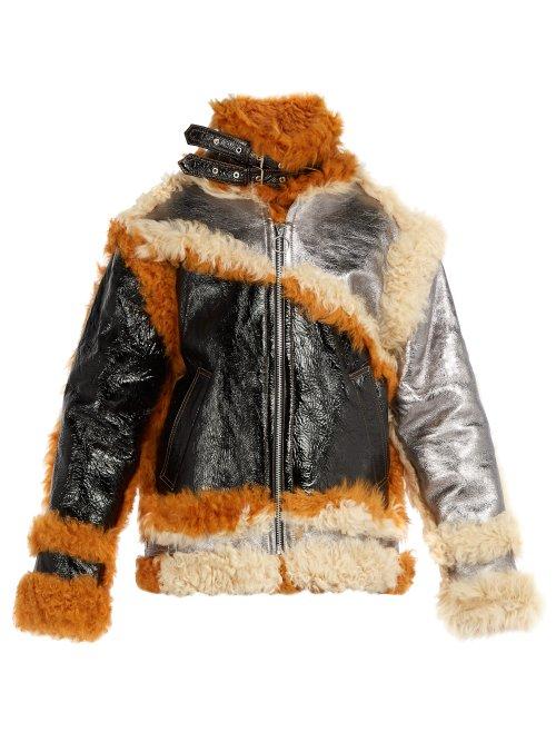 Matchesfashion.com Marques'almeida - Shearling Trim Panelled Leather Jacket - Mens - Multi