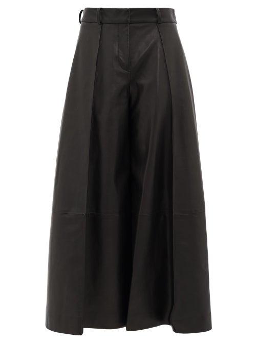 Matchesfashion.com Khaite - Selma High-rise Leather Wide-leg Trousers - Womens - Black