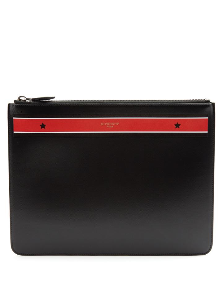 Givenchy Stripe-print Large Leather Pouch