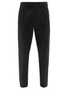Dunhill - Pleated Cotton-blend Dobby Trousers - Mens - Black