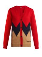 Miu Miu Chevron-knit Long-sleeved Wool Cardigan