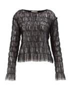 Khaite - Mabel Banded Lace-tulle Top - Womens - Black