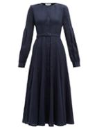 Matchesfashion.com Gabriela Hearst - Gertrude Aloe Infused Linen Dress - Womens - Navy