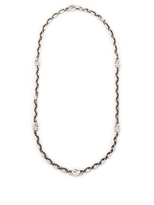 Gucci - Gg-link Antiqued Sterling-silver Necklace - Mens - Silver