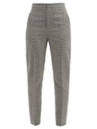 Saint Laurent - Houndstooth-check Wool-blend Twill Trousers - Womens - White Black
