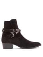 Matchesfashion.com Amiri - Jodphur Conch Studded Strap Suede Boots - Mens - Black