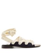 Matchesfashion.com Altuzarra - Wraparound Frayed Tie Cotton Espadrilles - Womens - White Navy