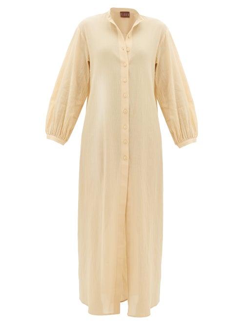 Matchesfashion.com Albus Lumen - Levitas Balloon-sleeve Cotton Dress - Womens - Beige