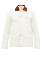 Matchesfashion.com Aldo Maria Camillo - Corduroy Collar Brushed Cotton Utility Jacket - Mens - White