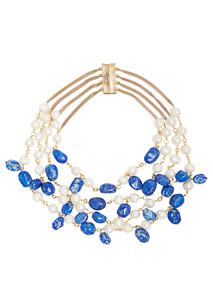 Rosantica By Michela Panero Kiwi Pearl And Lapis Necklace