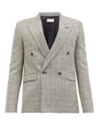 Matchesfashion.com Saint Laurent - Chevron-check Double-breasted Wool-twill Blazer - Mens - Grey