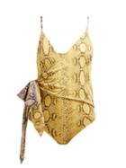 Matchesfashion.com Stella Mccartney - Timeless Snake Print Wrap Swimsuit - Womens - Yellow Multi