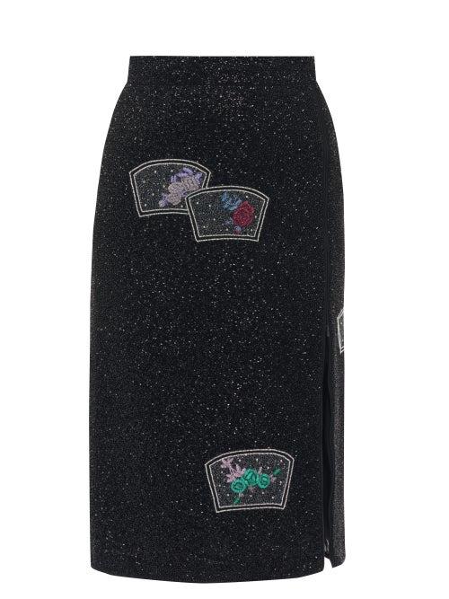 Matchesfashion.com Ganni - Side-zip Beaded Pencil Skirt - Womens - Black