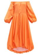 Matchesfashion.com Staud - Puffball Stretch Cotton Poplin Bardot Dress - Womens - Orange