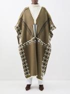 Etro - Jacquard-patterned Wool-blend Poncho - Womens - Beige Multi