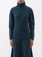 Another Tomorrow - High-neck Merino Sweater - Womens - Dark Green
