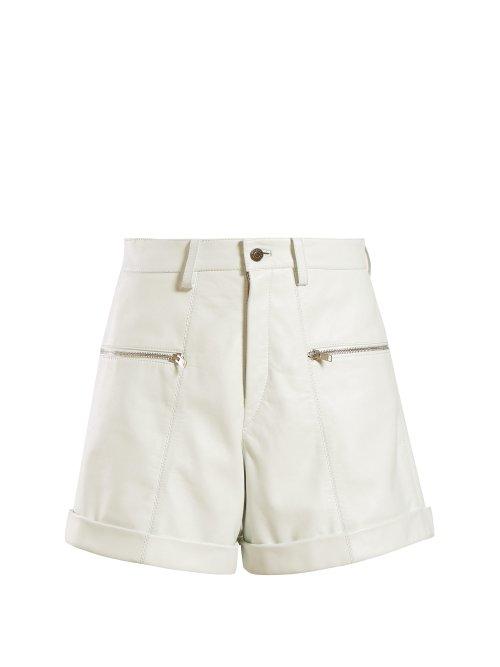 Matchesfashion.com Isabel Marant - Cedar Leather Shorts - Womens - White
