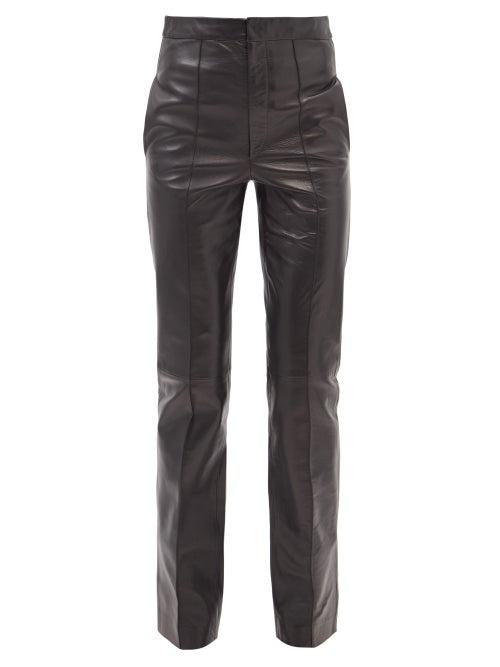 Isabel Marant - Bilirokia Pintucked Leather Trousers - Womens - Black