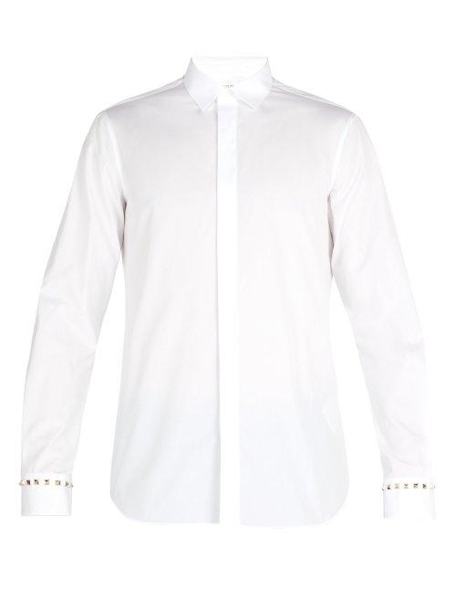 Matchesfashion.com Valentino - Rockstud Cotton Poplin Shirt - Mens - White