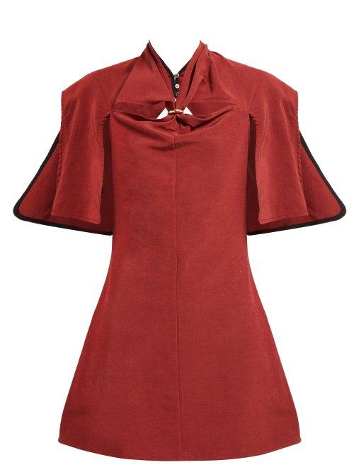Matchesfashion.com Ellery - Holly Of Hollies Caped Cotton Blend Dress - Womens - Burgundy