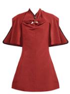 Matchesfashion.com Ellery - Holly Of Hollies Caped Cotton Blend Dress - Womens - Burgundy