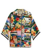 Matchesfashion.com Gucci - Hawaiian Print Oversized Linen Jacket - Womens - Multi