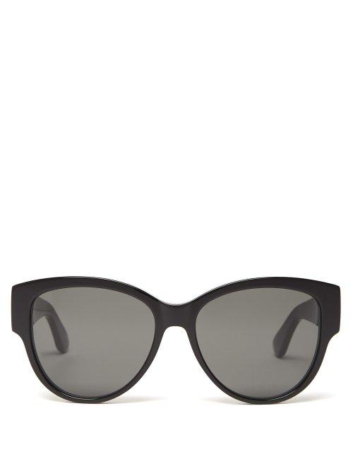 Matchesfashion.com Saint Laurent - Monogram Logo Cat Eye Acetate Sunglasses - Womens - Black