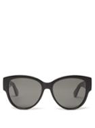 Matchesfashion.com Saint Laurent - Monogram Logo Cat Eye Acetate Sunglasses - Womens - Black