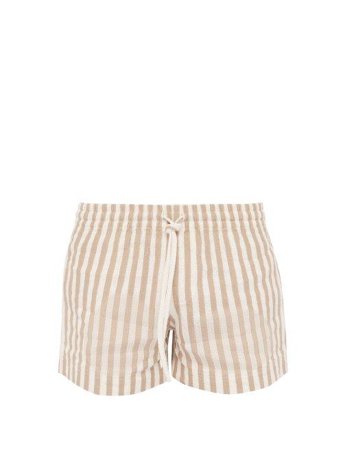 Matchesfashion.com Commas - Striped Cotton Blend Shorts - Mens - Beige Multi