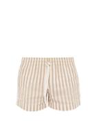 Matchesfashion.com Commas - Striped Cotton Blend Shorts - Mens - Beige Multi