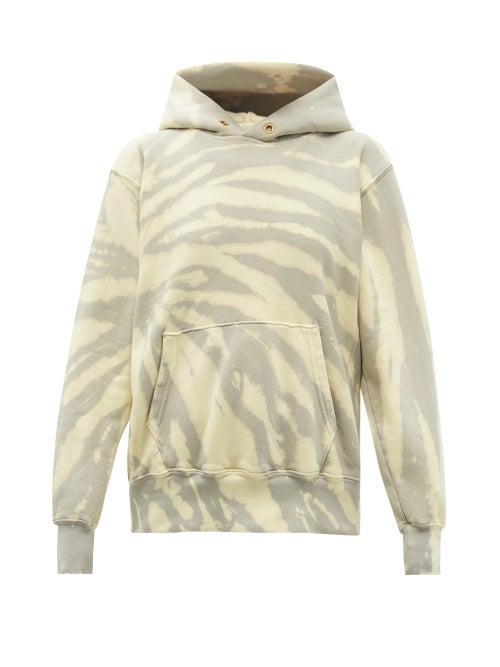 Matchesfashion.com Les Tien - Tie-dye Brushed-back Cotton Hooded Sweatshirt - Womens - Light Blue
