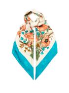 Matchesfashion.com Gucci - Floral Print Silk Scarf - Womens - Blue