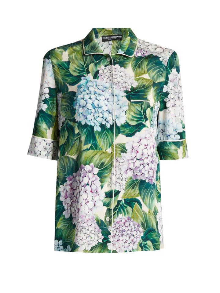 Dolce & Gabbana Ortensia-print Charmeuse Pyjama Top