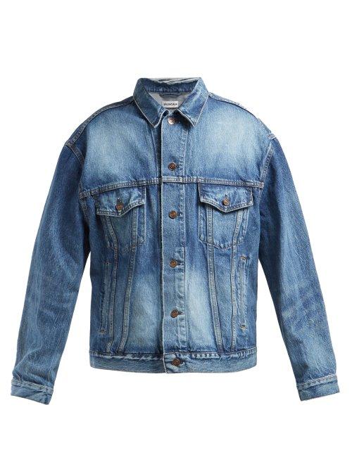 Matchesfashion.com Balenciaga - Logo Print Denim Jacket - Womens - Denim