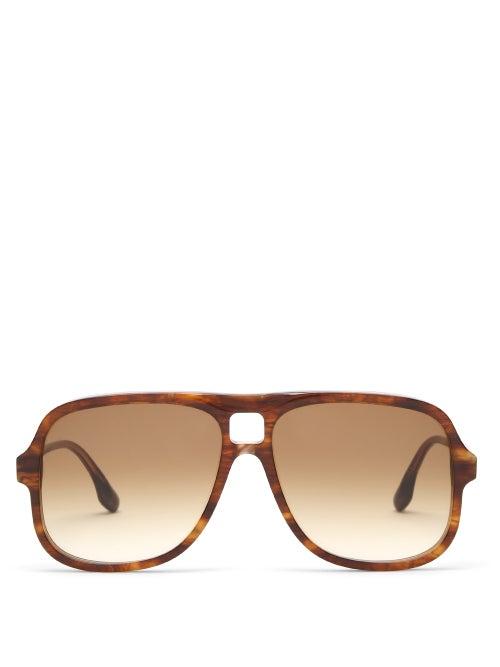 Matchesfashion.com Victoria Beckham - Aviator Tortoiseshell-acetate Sunglasses - Womens - Light Brown