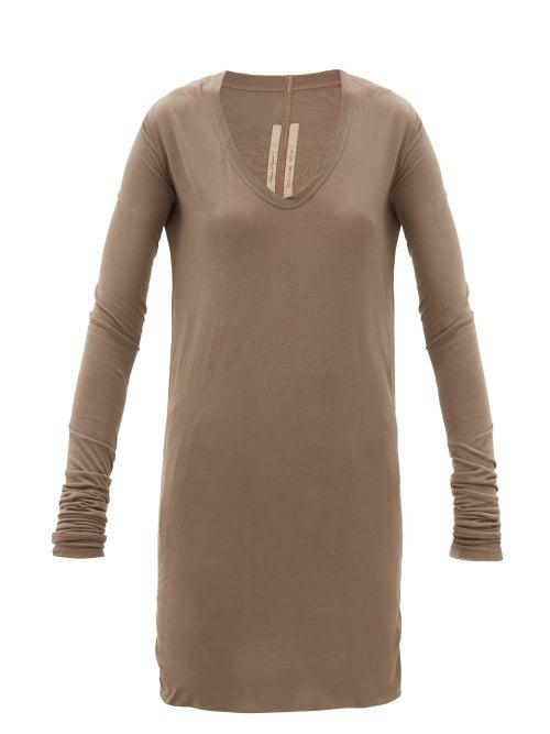 Rick Owens - V-neck Longline Jersey Long-sleeved T-shirt - Womens - Grey