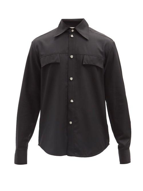 Mens Rtw Namacheko - Chain-button Wool Shirt - Mens - Black